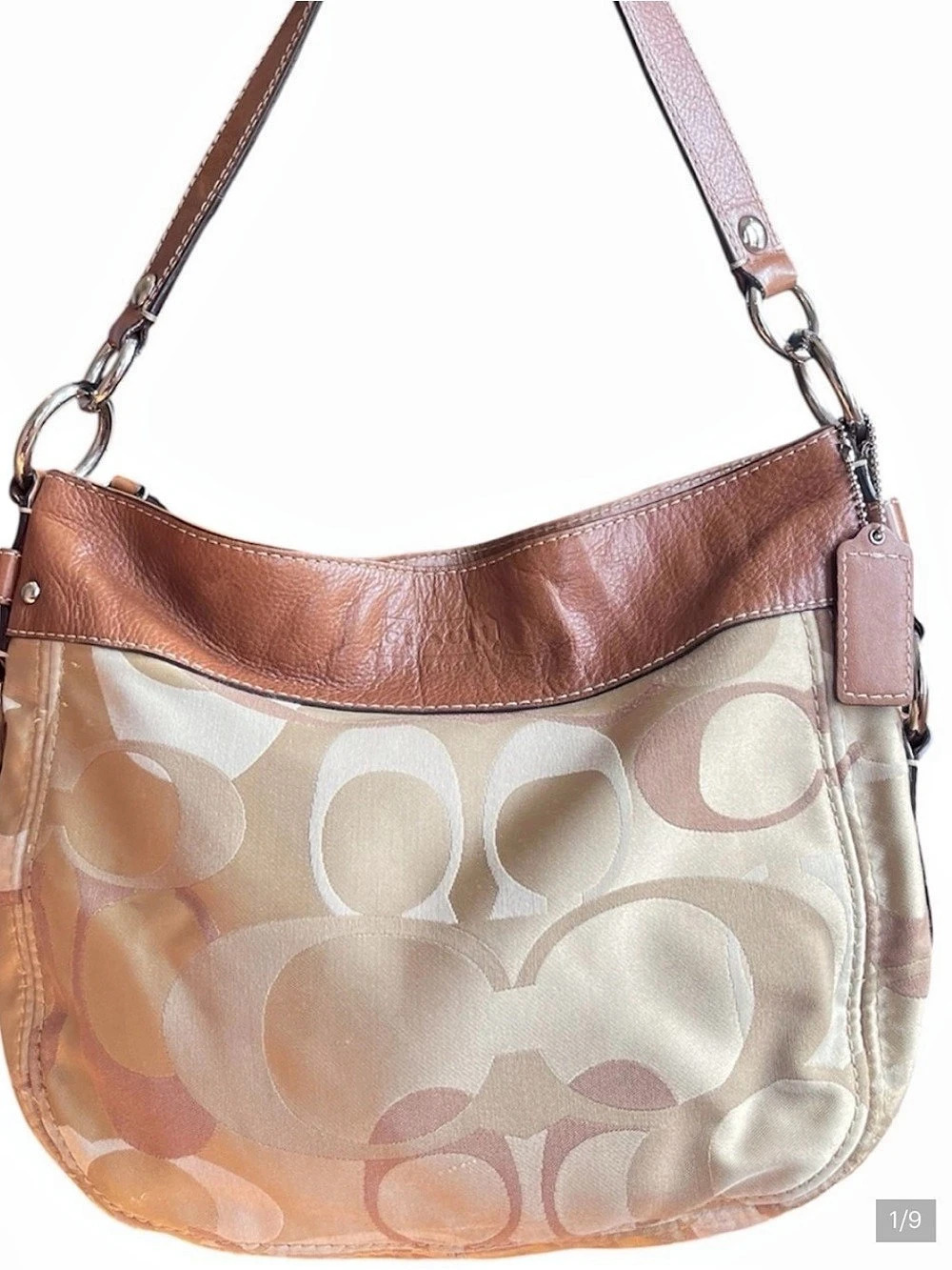 Coach Optic Signature Zoe Hobo Bag Brown & Tan